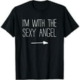 thumbnail image 1 of I'm With The Sexy Angel Shirt Adult Men Women Costume T-Shirt men and women can wear, black, white, gifts, 1 of 4