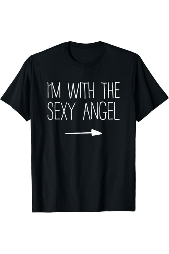 I'm With The Sexy Angel Shirt Adult Men Women Costume T-Shirt men and women can wear, black, white, gifts