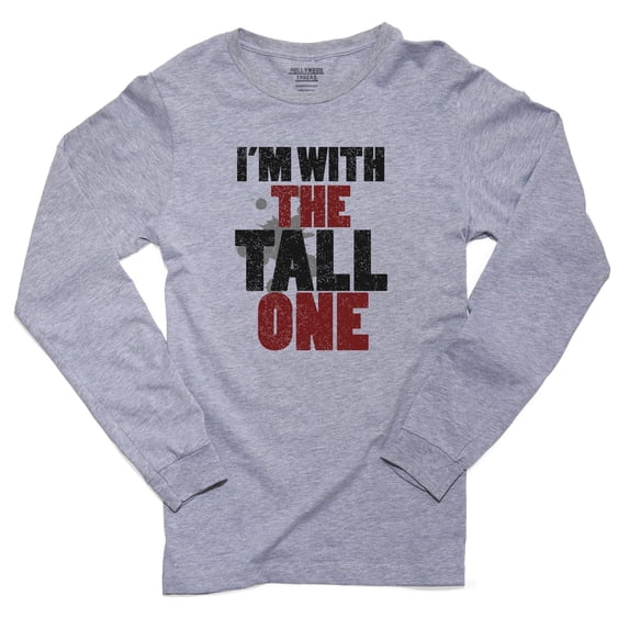 I'm With The Tall One - Cool Word Art Graphic Men's Long Sleeve Grey T-Shirt