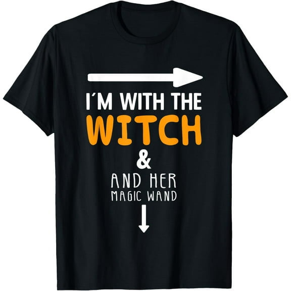 I′m With The Witch | Couples Costume For Halloween T-ShirtMen and women, Black T-shirt, size: Extra large