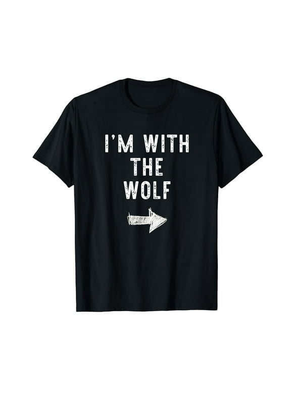 I'm With The Wolf Costume Halloween Matching Couple T-Shirt