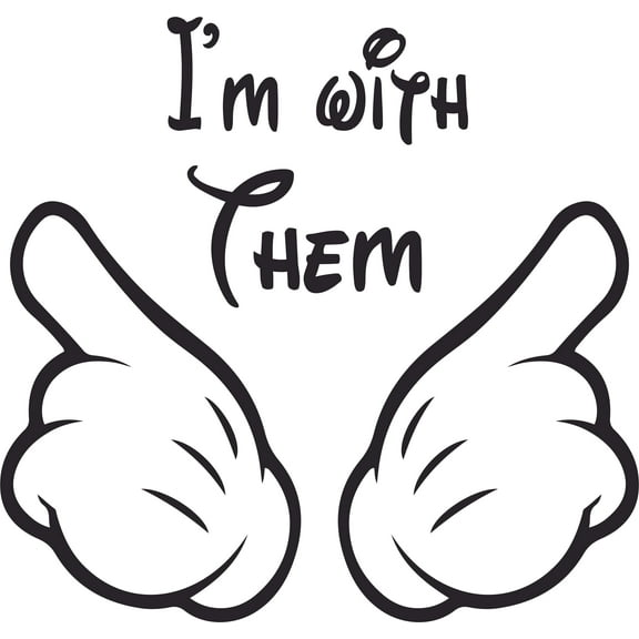 I'm With Them Hands Couple Customized Wall Decal - Custom Vinyl Wall Art - Personalized Name - Baby Girls Boys Kids Bedroom Wall Decal Room Decor Wall Stickers Decoration Size (40x40 inch)