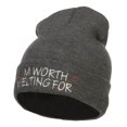 thumbnail image 1 of I'm Worth Melting For Embroidered Beanie - Dk Grey OSFM, 1 of 5