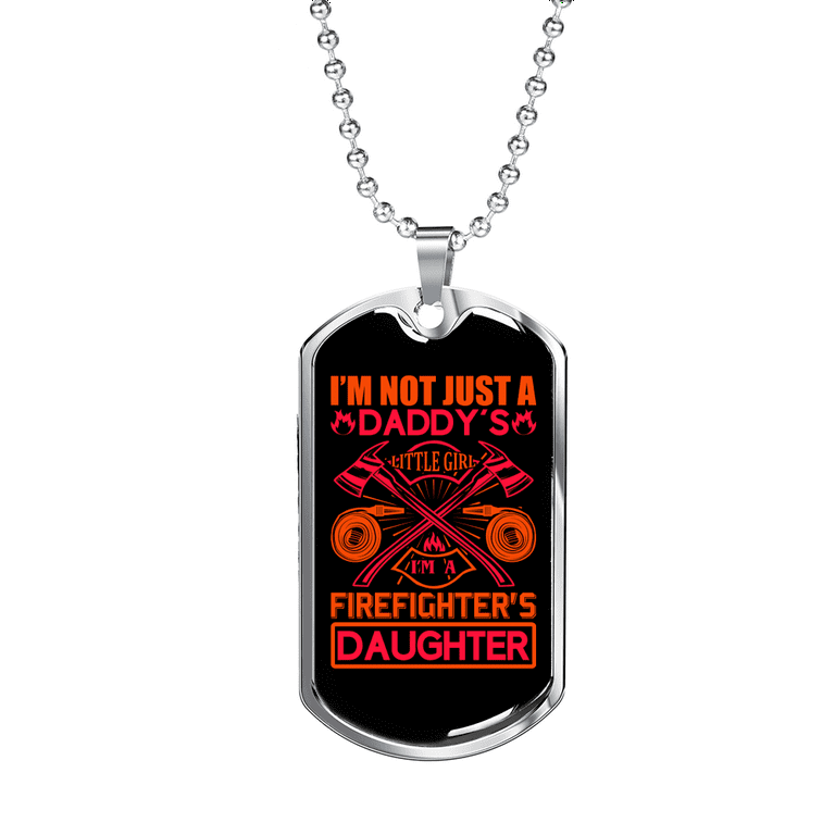 I m a Firefighter s Daughter Necklace Stainless Steel or 18k Gold Dog Tag 24 Chain Walmart