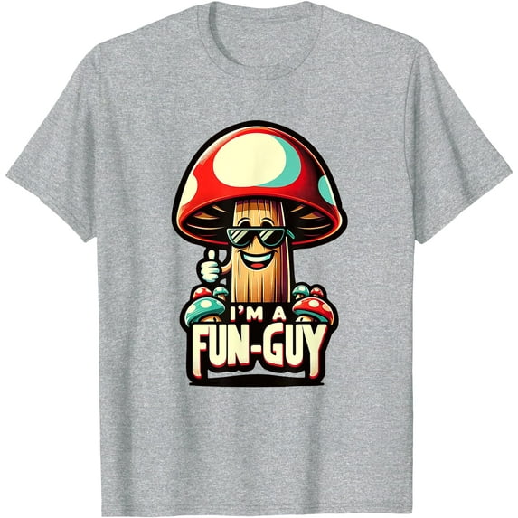 I'm a Fun-guy Amusing Mushroom Enthusiast's Funny Pun Unisex T-Shirt for Men Women Kids Toddler,Sport Grey Color,Size 3XL