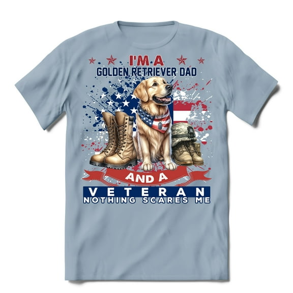 I'm a Golden Retriever Dad and a Veteran, Nothing Scares me Happy Father's Day Shirt T-shirt Unisex Merch Goldens Dog Lover Gifts Idea - 00006