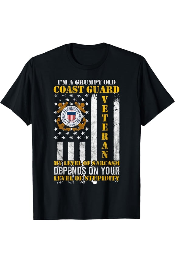I'm a Grumpy Old Coast Guard Veteran Gift for a Veteran T-ShirtMen and women, Black T-shirt, size: Extra large
