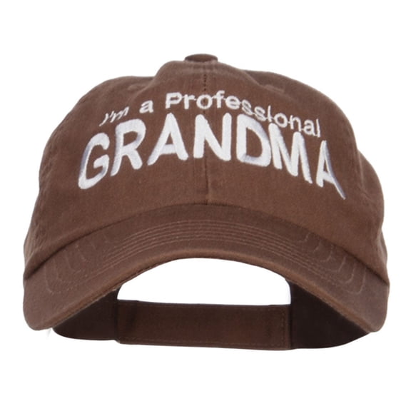 I'm a Professional Grandma Embroidered Low Cap - Brown OSFM