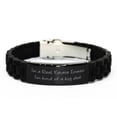 thumbnail image 1 of I'm a Real Estate. Real Estate Investor Black Glidelock Clasp Bracelet, Funny Real Estate Investor, Engraved Bracelet for Friends, 1 of 1