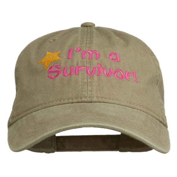 I'm a Survivor Embroidered Washed Cap - Khaki OSFM
