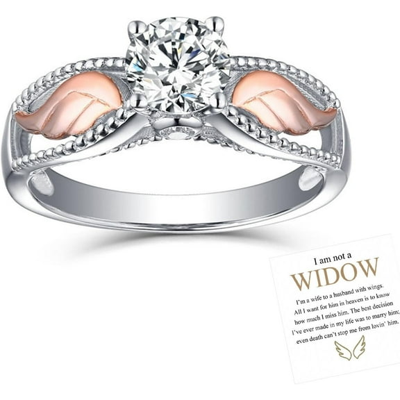I'm a Wife to a Husband Circle Wings Memorial Ring - Hug From Heaven Angel Wing Ring for Women
