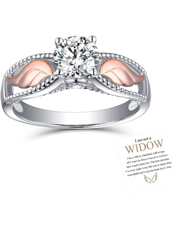 I'm a Wife to a Husband Circle Wings Memorial Ring - Hug From Heaven Angel Wing Ring for Women