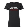thumbnail image 1 of I'm not Anti-Social I'm Anti-Stupid Sarcastic Novelty Gift Idea Adult Humor Funny Women's Casual Tees, 1 of 3
