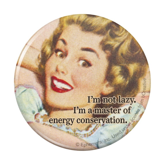 I'm not Lazy Master of Energy Conservation Funny Humor Pinback Button Pin