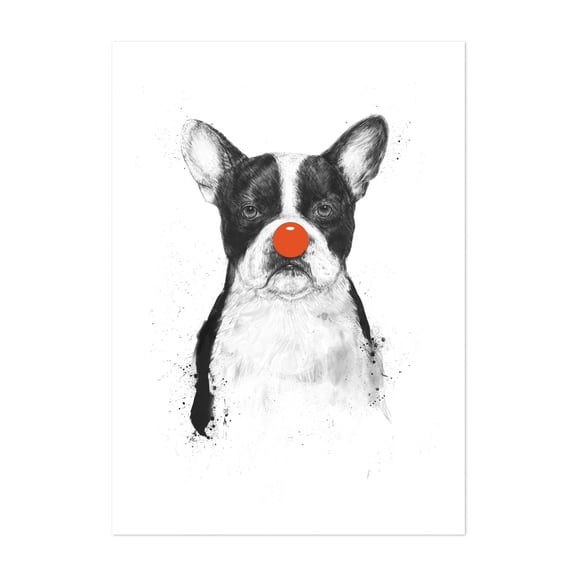 I'm not your clown - Illustration Dog Humor Black and White Sketch Pop Art Modern Art Unframed Wall Art Print 20 x 30 inches
