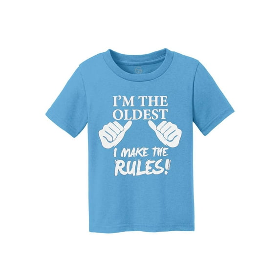 I'm the Oldest, I Make the Rules Kids Cotton T-Shirt - Aqua Blue - Large