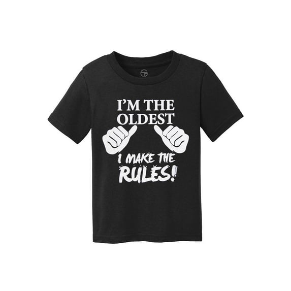I'm the Oldest, I Make the Rules Kids Cotton T-Shirt - Jet Black - X-Small