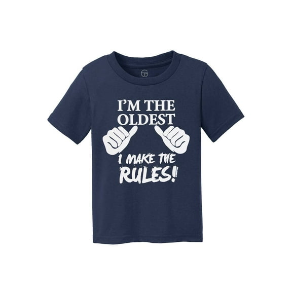 I'm the Oldest, I Make the Rules Kids Cotton T-Shirt - Navy - Medium