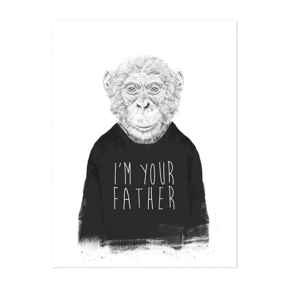 I'm your father - Illustration Humor Animal Black and White Quote Portrait Modern Art Sketch Unframed Wall Art Print 22 x 28 inches