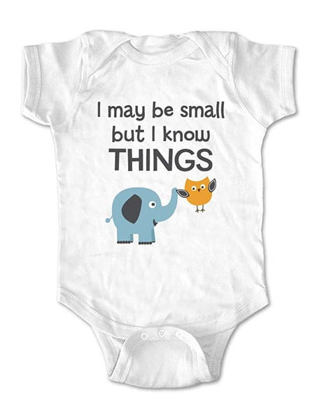 I may be small but I know Things  - wallsparks cute & funny Brand - baby one piece bodysuit - Great baby shower gift!