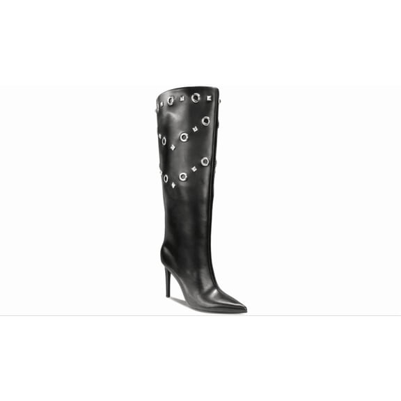 I.n.c. International Concepts Women's Saiqa Grommet Knee High Boots, Black Smooth size 5.5 M