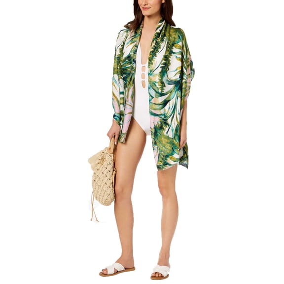 I.n.c. Tropical Palms Cover-up & Wrap, 21 x 72 Green