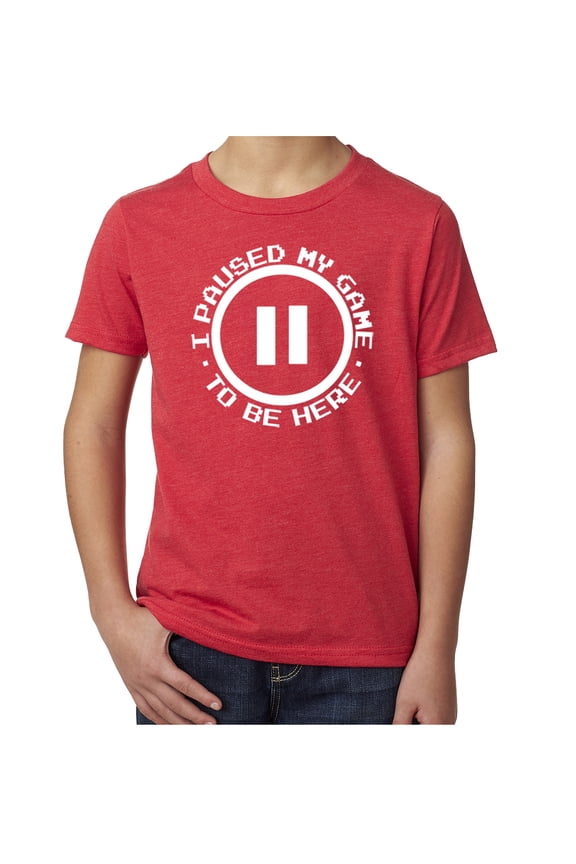 I paused my game to be here Kids T-shirt, Funny Kids shirts, Gaming graphic Tee - Red MH200YFUN S1 M