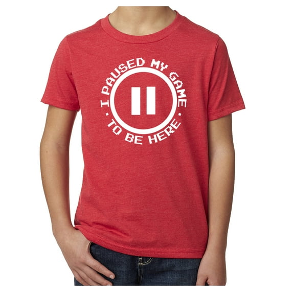 I paused my game to be here Kids T-shirt, Funny Kids shirts, Gaming graphic Tee - Red MH200YFUN S1 XL