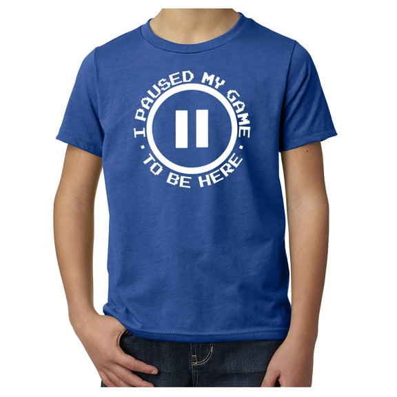 I paused my game to be here Kids T-shirt, Funny Kids shirts, Gaming graphic Tee - Royal MH200YFUN S1 S