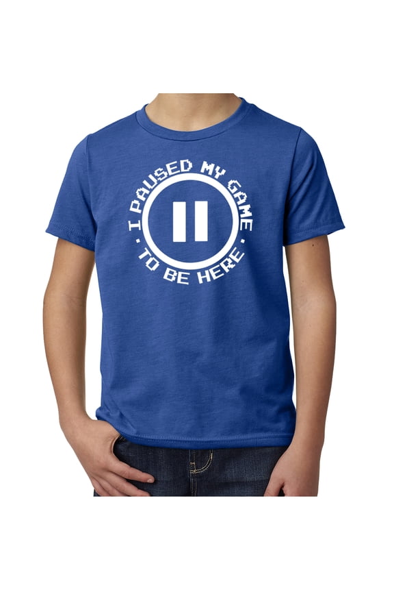 I paused my game to be here Kids T-shirt, Funny Kids shirts, Gaming graphic Tee - Royal MH200YFUN S1 S