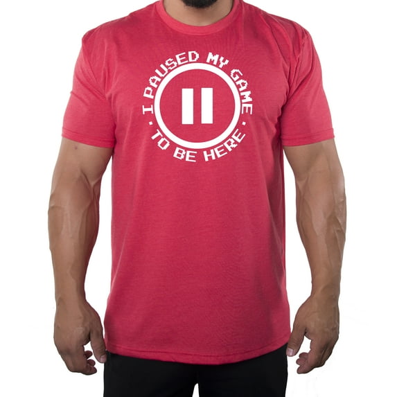 I paused my game to be here, Men's T-shirts, Funny Graphic Tees - Heather Red MH200FUN S1 L