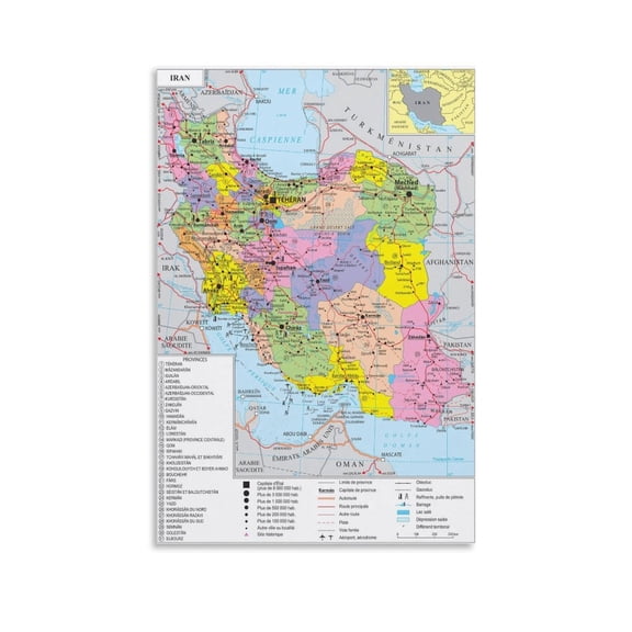 I-ran Map Posters Posters Art Print Wall Photo Paint Poster Hanging Picture Family Bedroom Decor Gift 16x24inch(40x60cm)