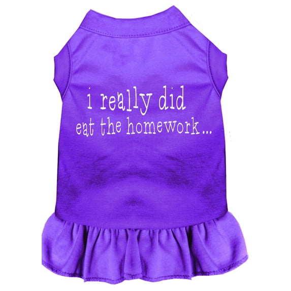 Pet Dog Cat Dress Screen Printed, "I Really Did Eat The Homework"