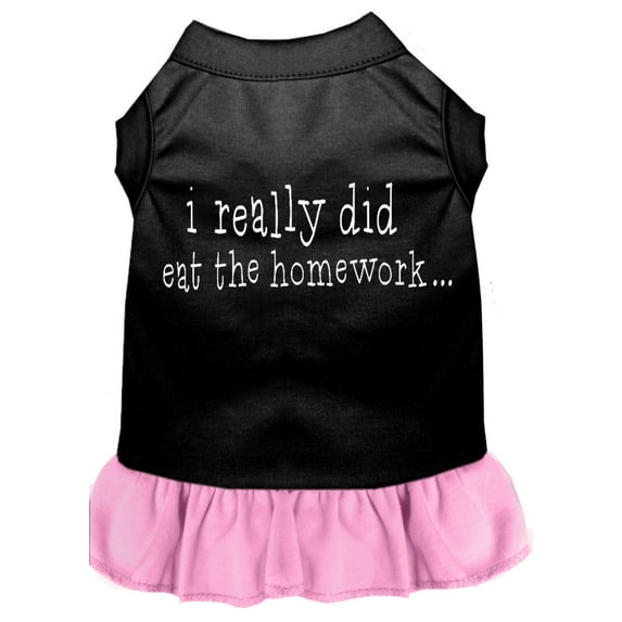 Pet Dog Cat Dress Screen Printed, "I Really Did Eat The Homework"