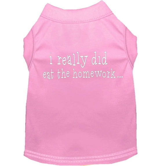 Pet Dog Cat Shirt Screen Printed, "I Really Did Eat The Homework"