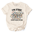 thumbnail image 1 of I&rsquo;m Fine Christmas Lights T‑Shirt, Funny Holiday Humor Tee for Stressed Festive People, 1 of 8