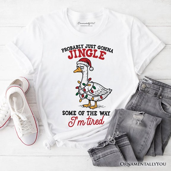I’m Tired Sarcastic Christmas Goose T-Shirt, Funny Holiday Humor Tee