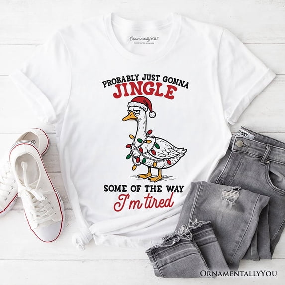 I’m Tired Sarcastic Christmas Goose T-Shirt, Funny Holiday Humor Tee