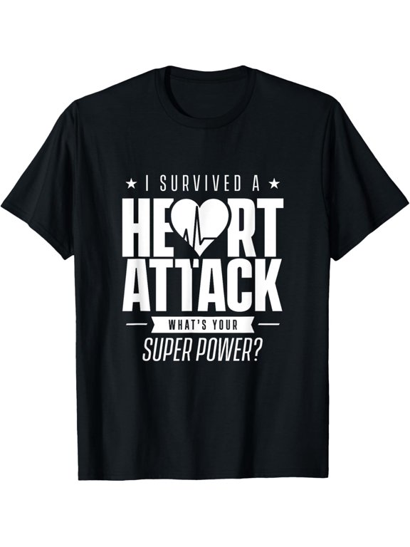 t-shirt I survived a heart attack Heart Attack Survivor Infarct T-Shirt mens，black，women，funny，journey，Crew Neck, Short Sleeve,printing