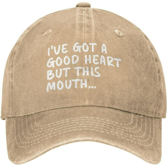 I've Got A Good Heart But This Mouth Hat Funny Cotton Washed Cowboy Baseball Cap Adjustable Unisex Dad Hats