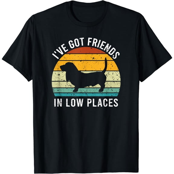 I Have Friends in Low Levels Basset Hound Retro T-Shirt