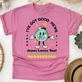 thumbnail image 1 of I’ve Got Good News – Jesus Loves You! T-Shirt – John 3:16 Earth Cartoon, Heliconia, Size 4XL, 1 of 6