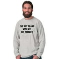 thumbnail image 1 of I've Got Plans With My Cat Tonight Plus Size Long Sleeve Graphic Tee Shirt Brisco Brands 2X, 1 of 3