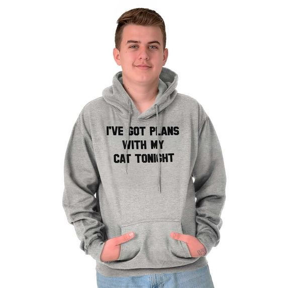I've Got Plans With My Cat Tonight Unisex Plus Fleece Graphic Hoodie Brisco Brands 5X
