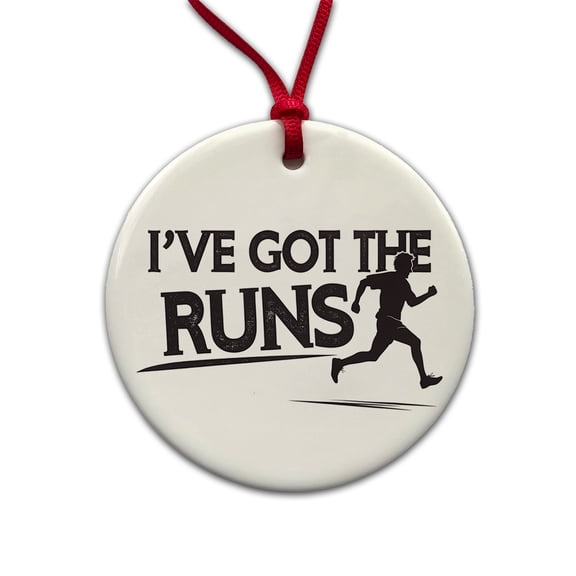 I've Got The Runs Funny Running Jogging Christmas Tree Holiday Round Ceramic Ornament