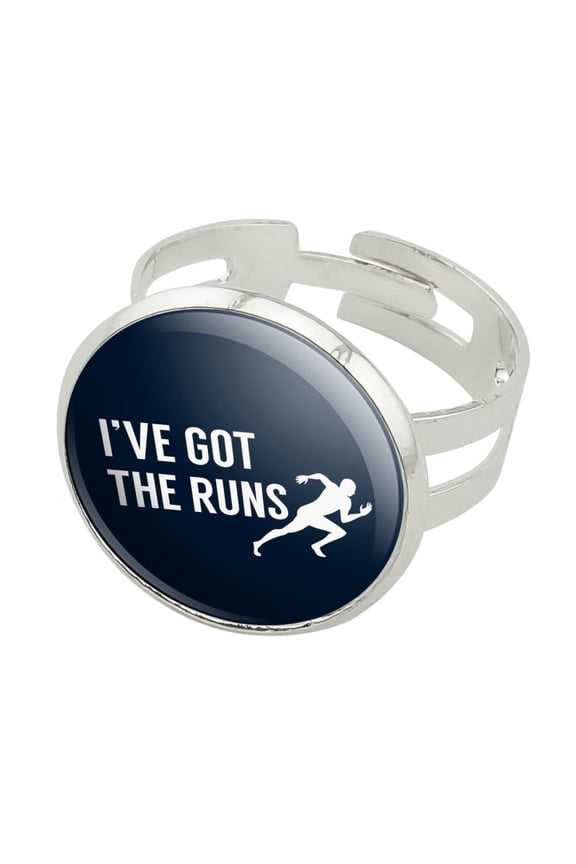 I've Got The Runs Running Runner Funny Silver Plated Adjustable Novelty Ring