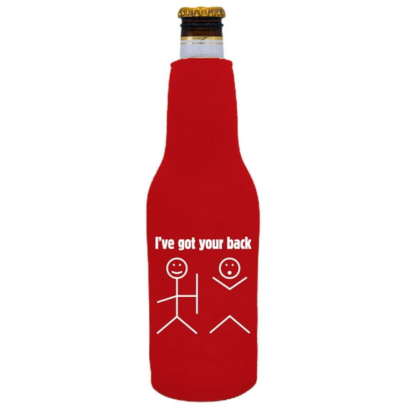 I've Got Your Back Beer Bottle Coolie (Red)