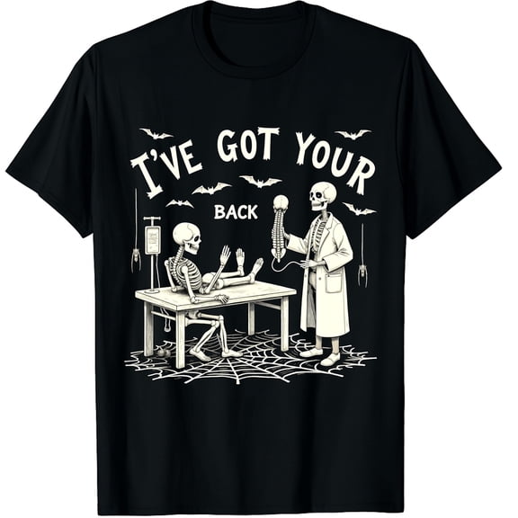 I've Got Your Back Halloween Skeleton Doctor Costume Graphic Crew Neck Short Sleeve T-Shirts (Men's, Women's)