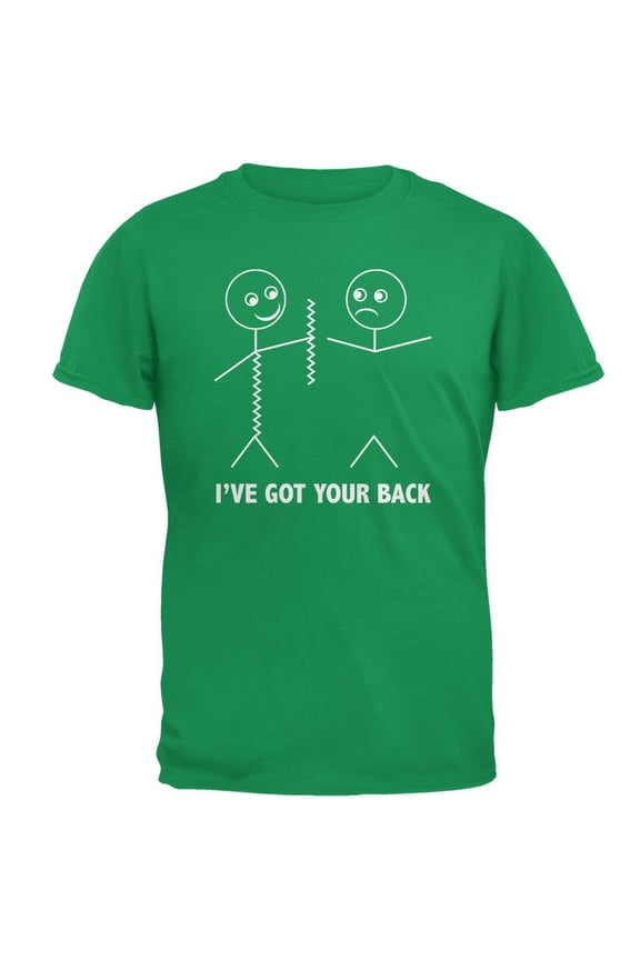 I've Got Your Back Stick Figure Green Adult T-Shirt - Small
