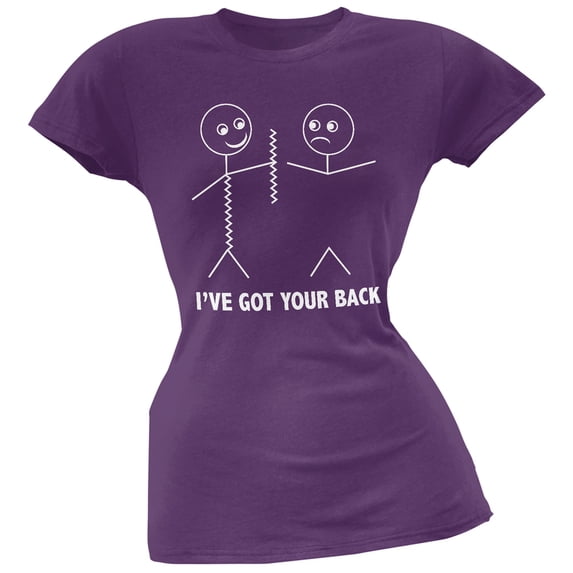 I've Got Your Back Stick Figure Purple Juniors T-Shirt - X-Large